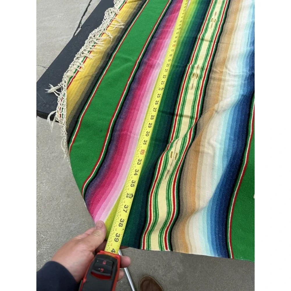 Vintage Mexican Serape Blanket Saltillo Style‎ Southwestern Throw 88x40